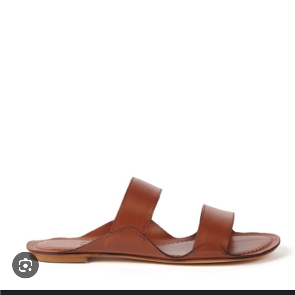 Chic Tan Leather Slide Sandals